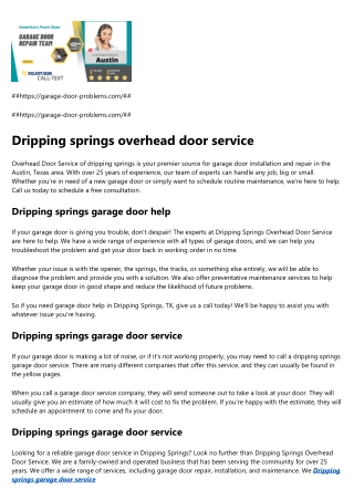 Dripping springs overhead door service