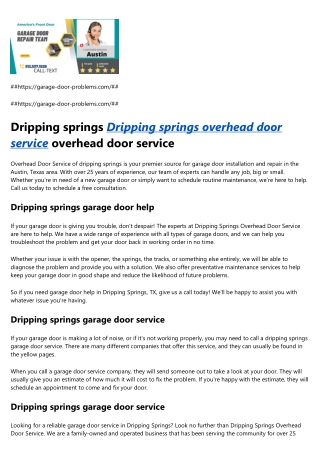Dripping springs garage door service