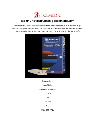 Saphir Universal Cream  Shoemedic.com
