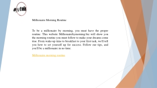 Millionaire Morning Routine  Millionairebymorning.biz