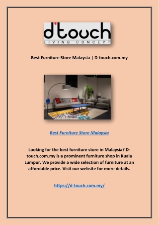 Best Furniture Store Malaysia | D-touch.com.my