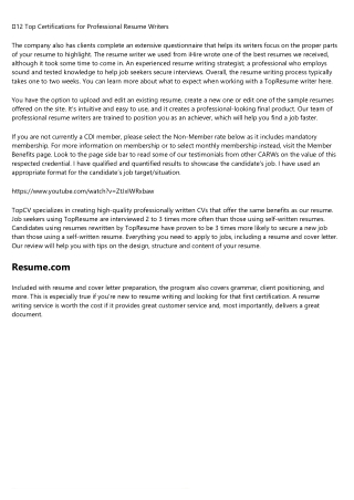 The History of certified resume writer