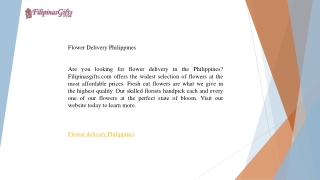 Flower Delivery Philippines  Filipinasgifts.com