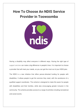 How To Choose An NDIS Service Provider in Toowoomba