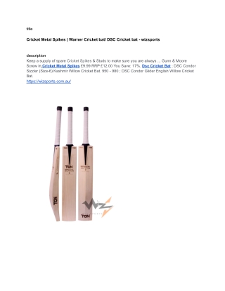 Cricket Metal Spikes _ Warner Cricket bat_ DSC Cricket bat