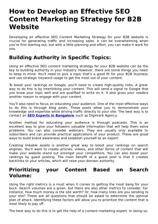 How to Develop an Effective SEO Content Marketing Strategy for B2B Website.