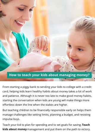 How to teach your kids about managing money?