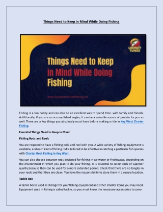 Things Need to Keep in Mind While Doing Fishing