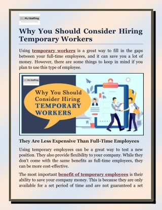 Why You Should Consider Hiring Temporary Workers