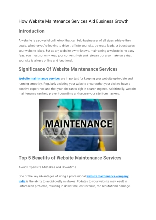 How Website Maintenance Services Aid Business Growth