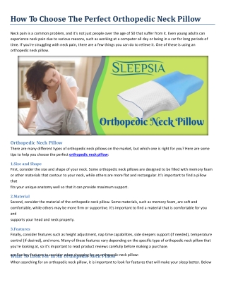 How To Choose The Perfect Orthopedic Neck Pillow