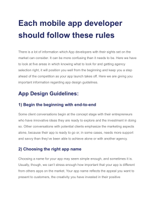Each mobile app developer should follow these rules
