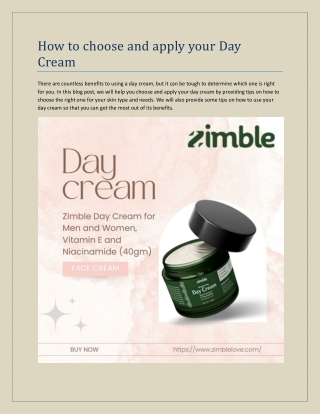 How to choose and apply your Day Cream