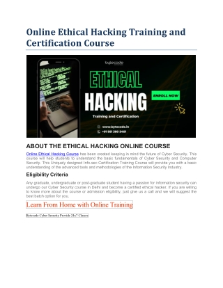 Online Ethical Hacking Training and Certification Course