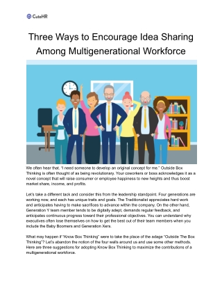 Three Ways to Encourage Idea Sharing Among Multigenerational Workforce