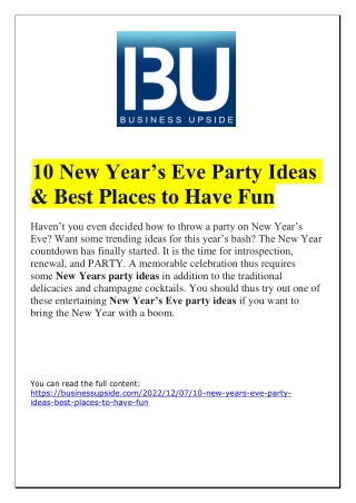 10 New Year’s Eve Party Ideas & Best Places to Have Fun