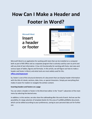 How Can I Make a Header and Footer in Word