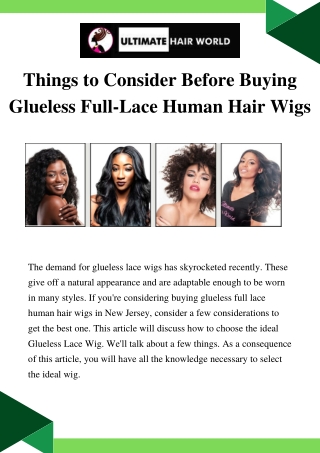 Things to Consider Before Buying Glueless Full-Lace Human Hair Wigs