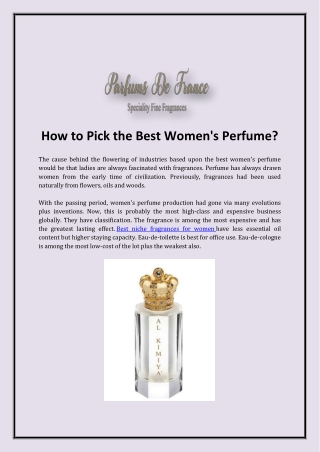How to Pick the Best Women's Perfume