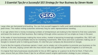 5 Essential Tips for a Successful SEO Strategy for Your Business by Steven Noske