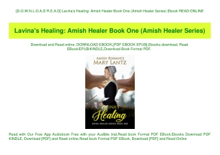 [D.O.W.N.L.O.A.D R.E.A.D] Lavina's Healing Amish Healer Book One (Amish Healer Series) Ebook READ ONLINE