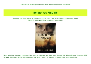 Download EBOoK@ Before You Find Me download ebook PDF EPUB