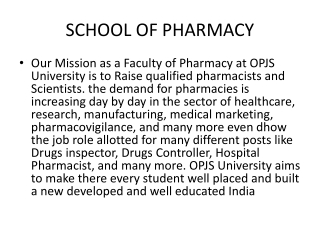 SCHOOL OF PHARMACY