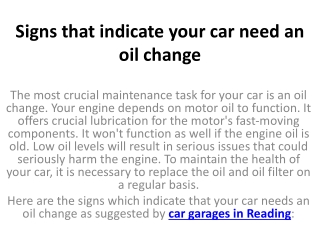 Signs that indicate your car need an oil change