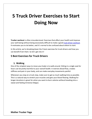 5 Truck Driver Exercises to Start Doing Now