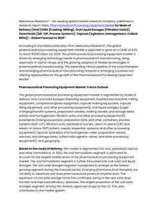 Pharmaceutical Processing Equipment Market Worth $12.85 Billion by 2029