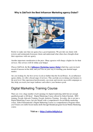 Why is ZabTech the Best Influencer Marketing agency Dubai