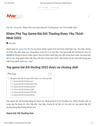 Khám phá top game bài đổi thưởng tại May88 thắng lớn