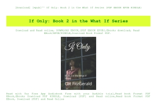 [Download] [epub]^^ If Only Book 2 in the What If Series {PDF EBOOK EPUB KINDLE}