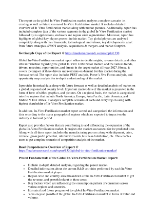 In-Vitro Fertilization Market  Newer Segments of Application 2028