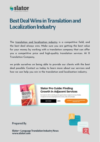 Best Deal Wins in Translation and Localization Industry