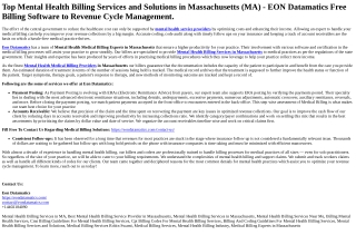 Top Mental Health Billing Services and Solutions in Massachusetts (MA) - EON Dat