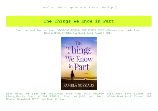 (Download) The Things We Know in Part (Ebook pdf)
