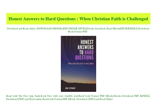 (READ)^ Honest Answers to Hard Questions  When Christian Faith is Challenged {PDF EBOOK EPUB KINDLE}