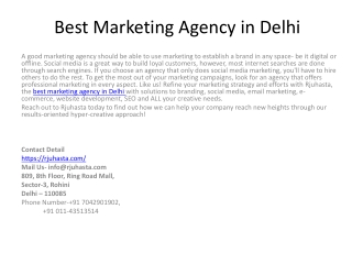 Best Marketing Agency in Delhi