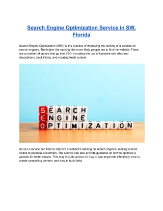 Search Engine Optimization in Service SW, Florida