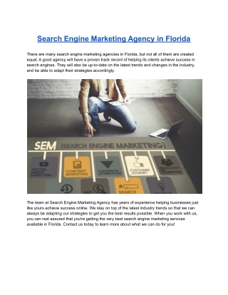 Search Engine Marketing Agency in Florida
