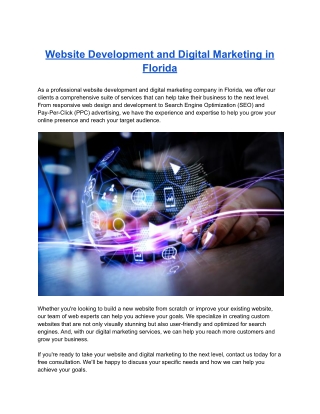 Website Development and Digital Marketing in Florida
