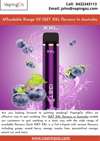 Affordable Range Of IGET XXL Flavours In Australia