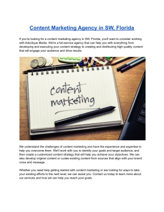 Content Marketing Agency in SW, Florida