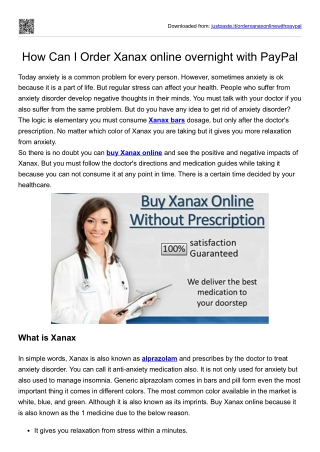 How Can I Order Xanax online overnight with PayPal