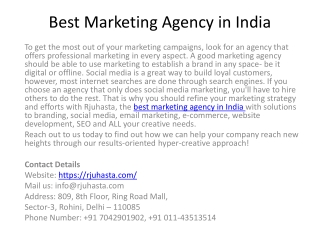 Best Marketing Agency in India