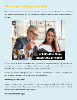 When do you need legal counseling