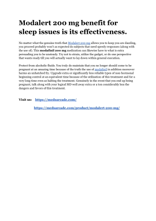 Modalert 200 mg benefit for sleep issues is its effectiveness
