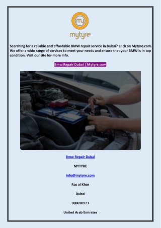 Bmw Repair Dubai
