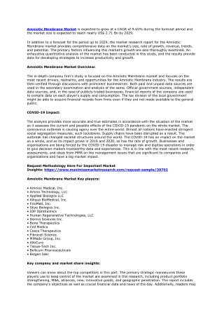 Amniotic Membrane Market Size to Expand Significantly by the End of 2029